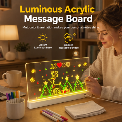 🔥🎁Nyhet 50 % RABATT🔥Uppladdningsbar LED-belyst akryl-tavla för torrraderbar skrivning – skrivbordstavla med stativ för meddelanden och prisvisning