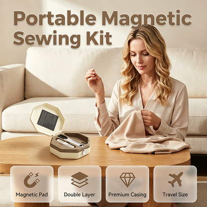🔥🎁Nyhet 50 % RABATT🔥🧵 Bärbart Sykit med Magnetisk Stängning – 16 Färgglada Trådrullar