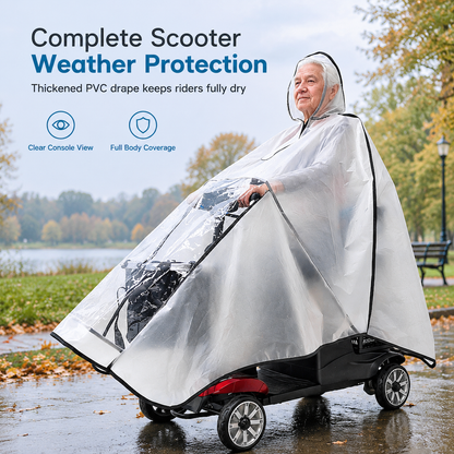 🔥🎁Nyhet 50 % RABATT🔥🌧️ REA! Förtjockad vattentät poncho för mobilitetsskotrar – håller förare & fordon torrt i regnväder