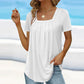 🎁Kortärmad T-shirt med fyrkantig krage i enfärgat 🔥 chic och elegant stil
